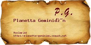 Planetta Geminián névjegykártya